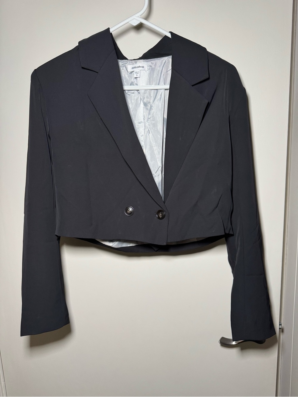 mittoshop Black Cropped Double-Button Blazer